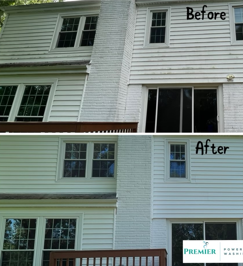 A before and after picture of the exterior of a house.